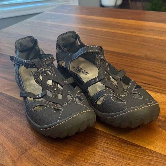 JBU Women’s Charcoal Strappy Mary Jane Memory Foam Sandals Size 8.5 - Picture 1 of 9